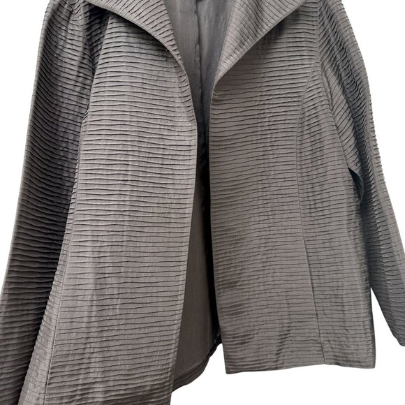 EILEEN FISHER 100% Silk Jacket Size Medium Brown Open Front Womens Evening - Picture 10 of 11